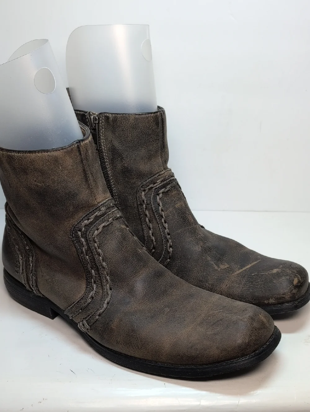 BED|STU revolution Distressed Brown Leather zip Ankle Boots mens size 10 EU 43